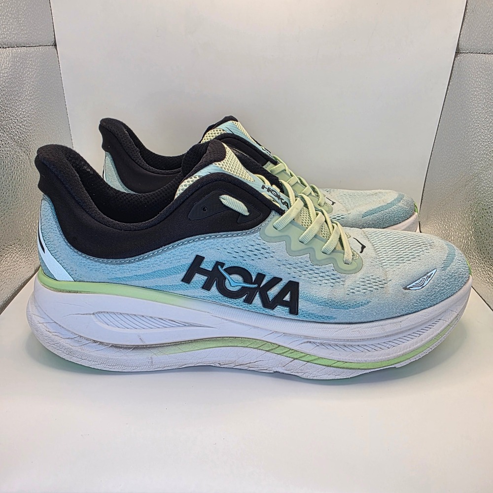 Hoka Bondi 9 Blue Lime Green Running Shoes | Mens 12.5 1162011 LNMT